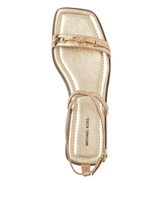 MICHAEL Michael Kors White Lena Metallic Leather Sandals