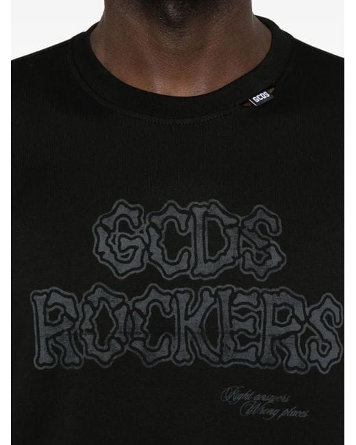 Gcds Black Long-Sleeve Logo-Print T-Shirt for men