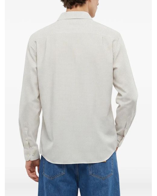 sunflower White Check-Pattern Flap-Pocket Shirt for men