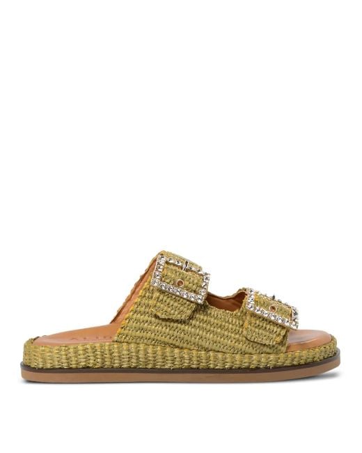 Alibi Green Double-Buckle Sandals