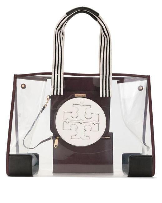 Tory Burch Ella Clear Oversized Tote in Red | Lyst