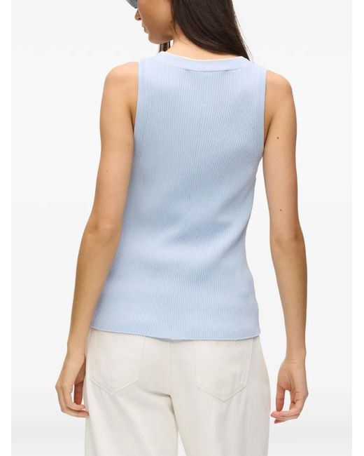 Karl Lagerfeld Blue Logo-Detail Sleeveless Cardigan