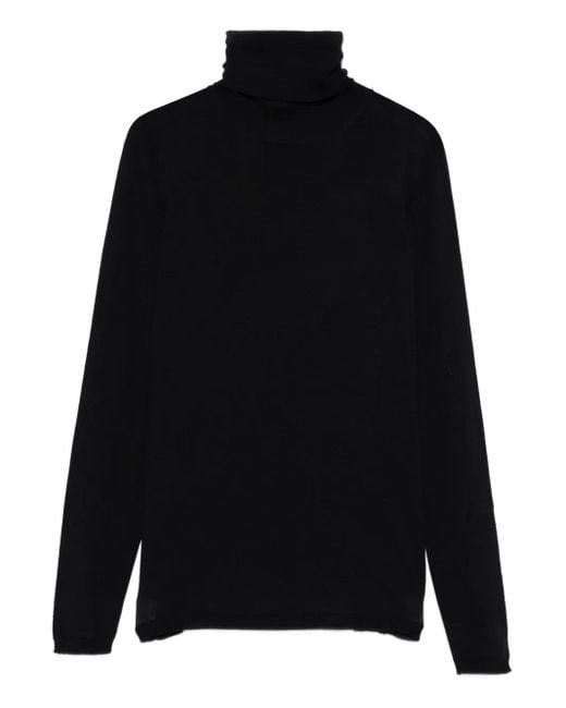 Max Mara Black Turtleneck Virgin-Wool Sweater