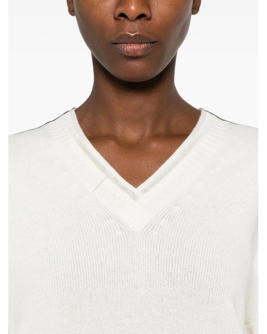 Fabiana Filippi White V-Neck Sweater