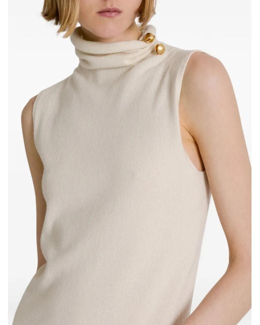 Alberta Ferretti White Roll-Neck Sleeveless Top