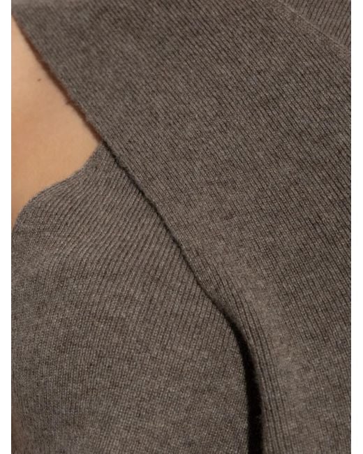 Lisa Yang Brown Cross-neck Ribbed Top