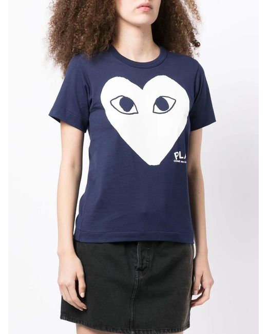 COMME DES GARÇONS PLAY Blue Printed T-Shirt
