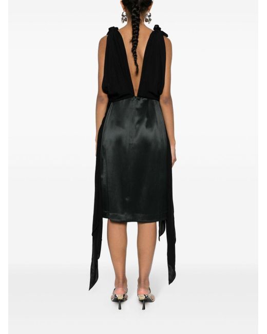 Bottega Veneta Black Sash-detail Silk Dress