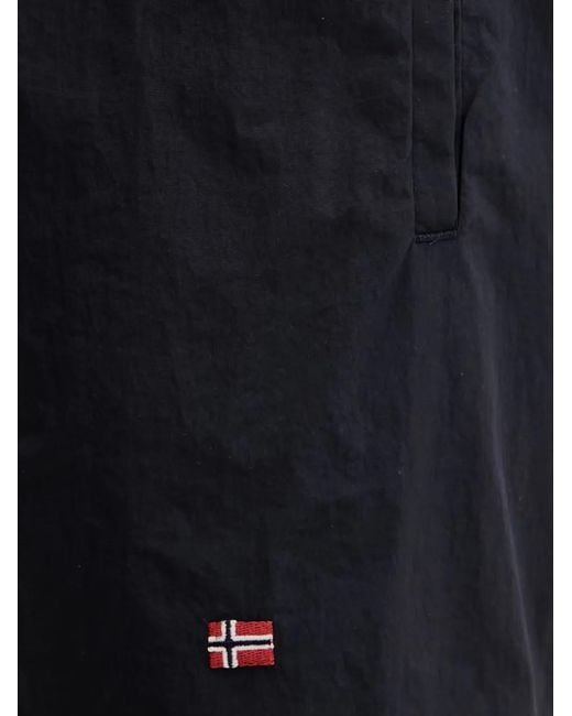 Napapijri Blue Haldane Logo-Patch Drawstring Swim Shorts for men