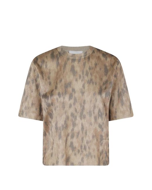 Ganni Natural Leopard-Print T-Shirt