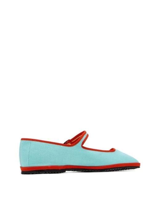 Capulet White Buckle-Strap Ballet Flats