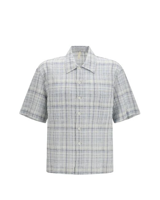 sunflower Gray Adam Button-Down Short-Sleeve Cotton Shirt