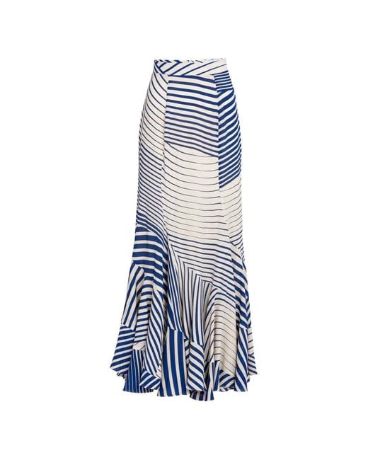 Silvia Tcherassi Blue Florina Stripe-Pattern Maxi Skirt