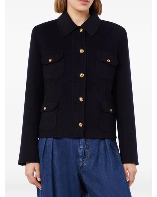 Max Mara Blue Buttoned Fitted Jacket