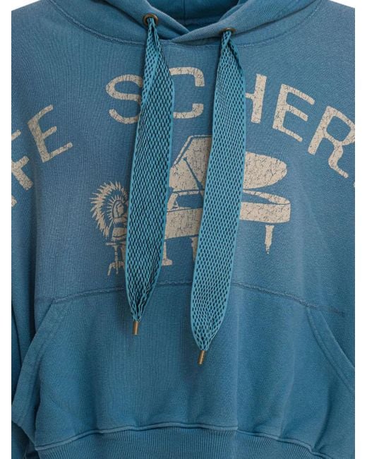 Kapital Blue Graphic-Print Drawstring Hoodie for men