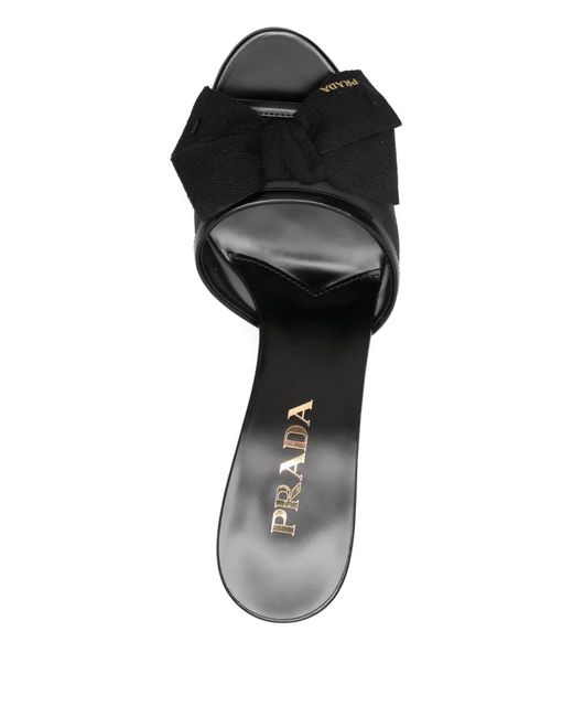 Prada Black Bow Mesh Sandals
