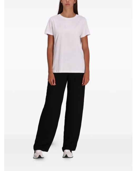 ARMANI EXCHANGE White Logo-Embroidered Cotton T-Shirt