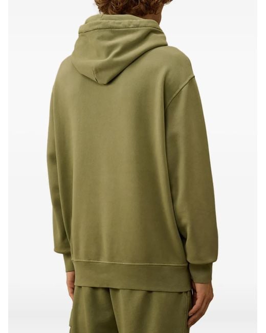 C P Company Green Logo-Embroidered Hoodie for men