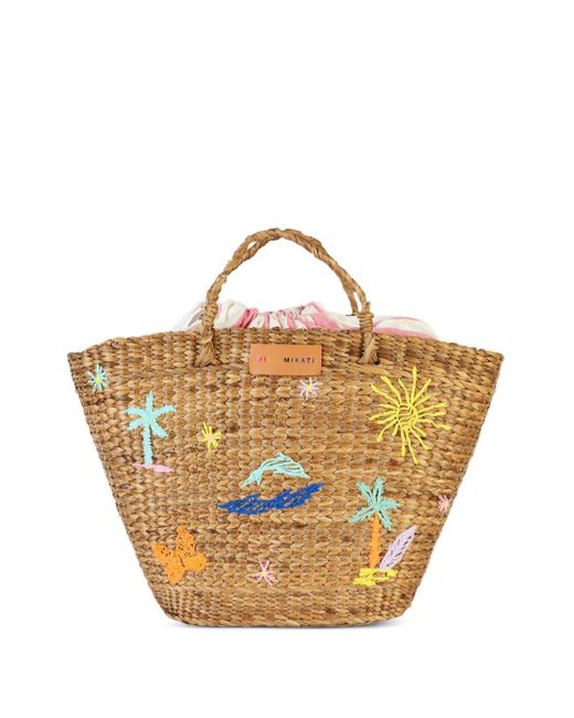 MIRA MIKATI Metallic Embroidered Beach Bag