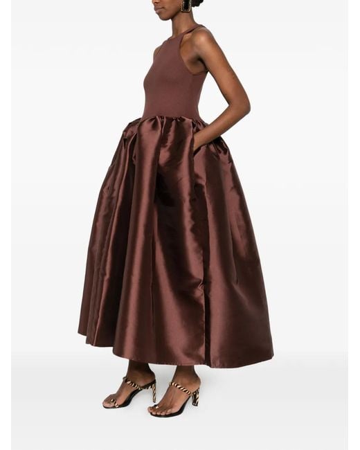 Marques'Almeida Women's Brown Satin-Skirt Midi Dress