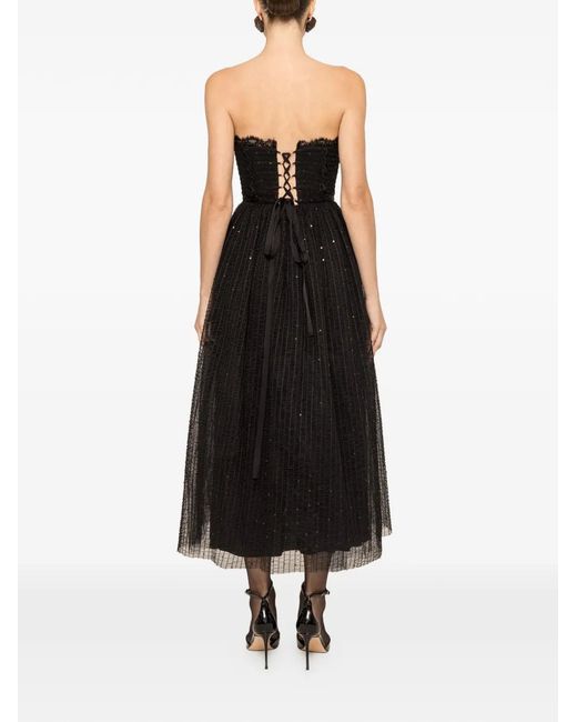 Nissa Black Lace-Trim Tulle Dress