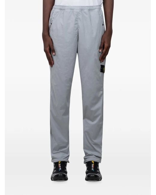Stone Island Gray Logo-Patch Track Pants for men