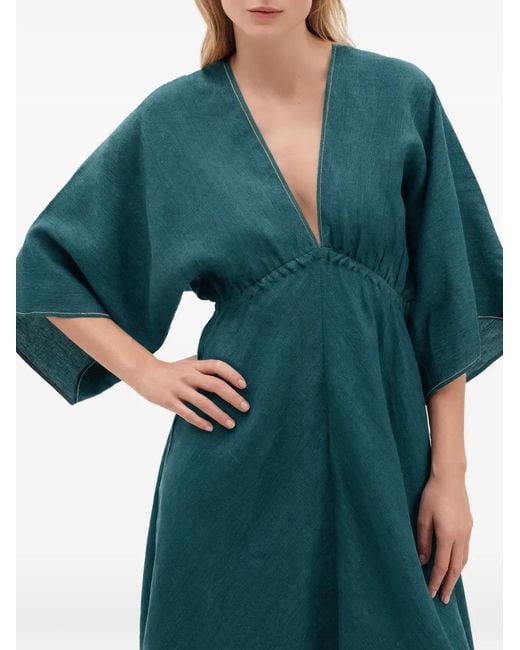 Eres Green Brillance V-Neck Maxi Dress
