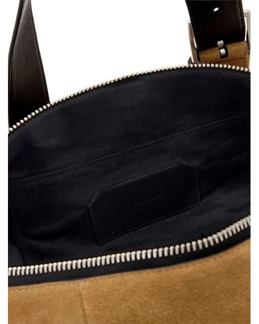 AllSaints Natural Ares Buckle-Detail Suede Shoulder Bag