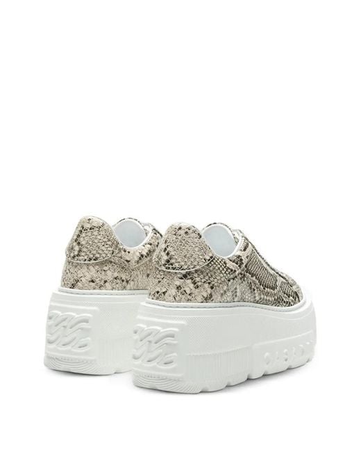 Casadei White Nexus Basilisco Python-Print Sneakers