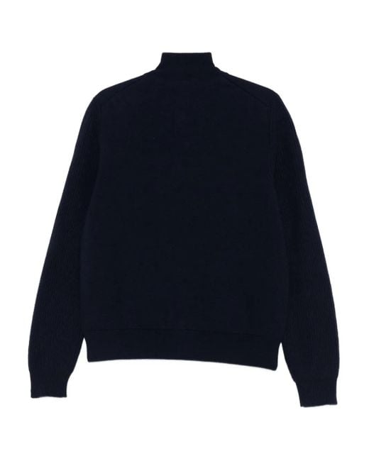 Lardini Blue Ribbed-Panel Button Cardigan for men