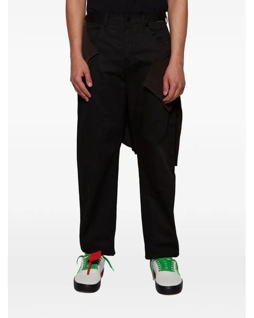 44 Label Group Black Buttoned Trousers for men