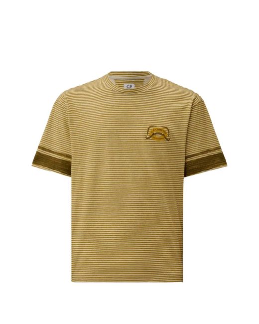 C P Company Green Striped Short-Sleeve T-Shirt for men