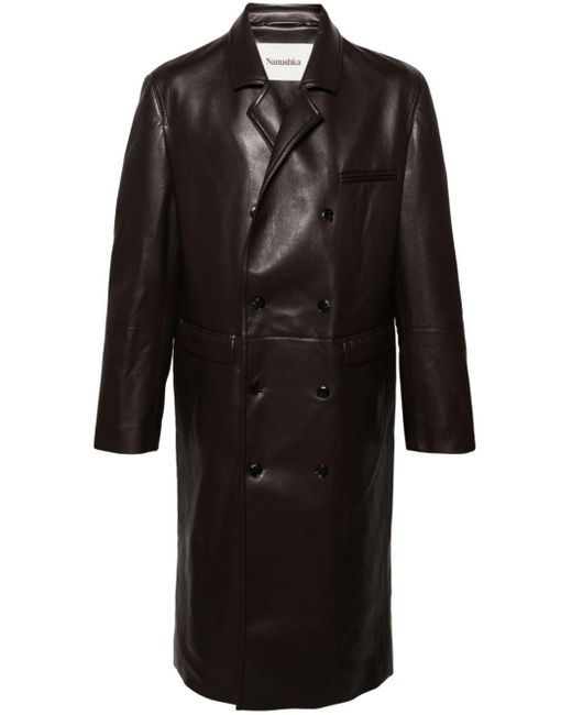 Manteau croisé en cuir artificiel Nanushka pour homme en coloris Black