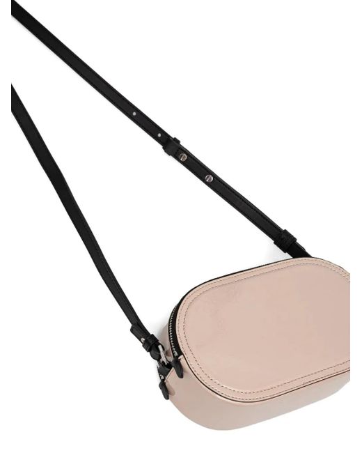 Karl Lagerfeld White Oval-Shaped Logo-Plaque Crossbody Bag