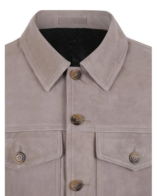 SELECTED Gray Veste En Daim À Boutonnière for men