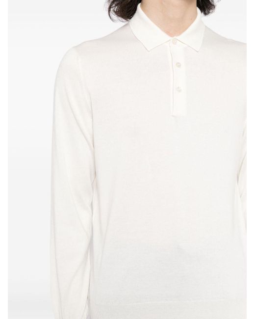 Tagliatore White Pablo Long-sleeve Polo Shirt for men