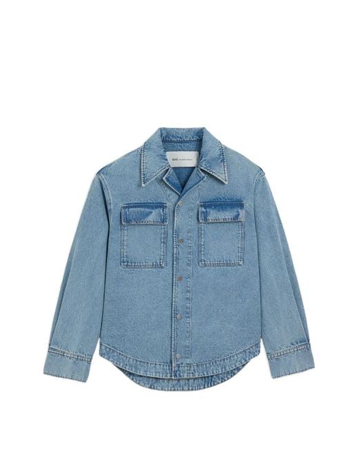 AMI Blue Pocket-Detail Denim Shirt for men