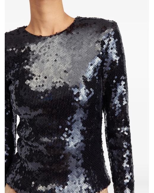 16Arlington Black Tanith Sequin Long-Sleeved Top