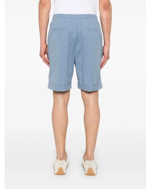 Canali Blue Drawstring-Waistband Shorts for men