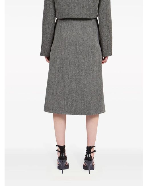Ferragamo Gray Wrap Midi Skirt