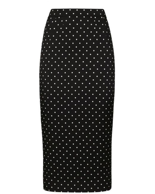 Dolce & Gabbana Black Polka-Dot Pencil Skirt