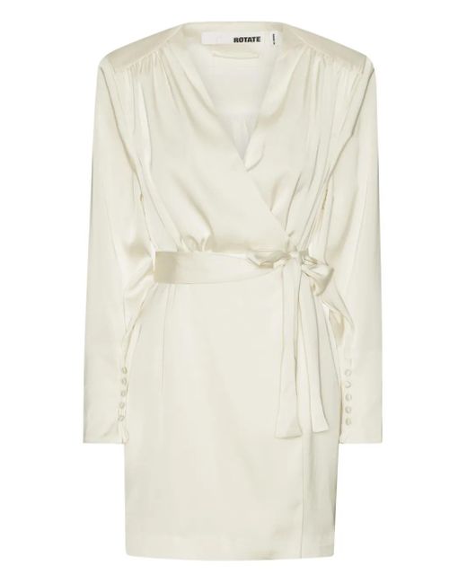 ROTATE BIRGER CHRISTENSEN White Satin Wrap Minidress