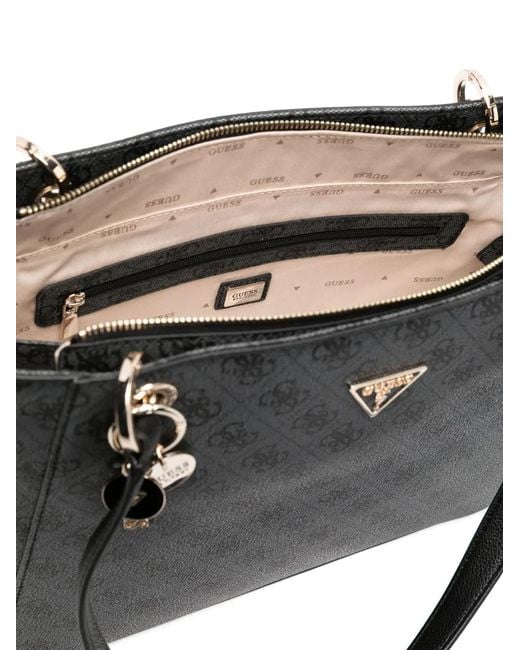 Guess Black Noelle Monogram-Pattern Tote Bag