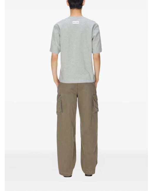 MARINE SERRE Gray Moon-Logo Cotton T-Shirt for men