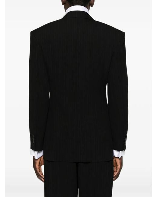 Saint Laurent Black Pinstripe Double-Breasted Blazer for men