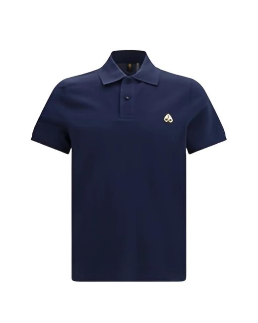 Moose Knuckles Blue Everett Logo-Plaque Polo Shirt for men