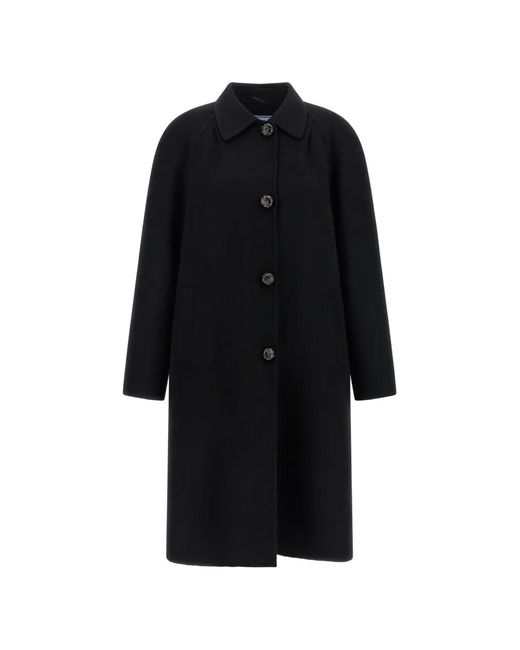 Prada Black Button-Up Single-Breasted Coat