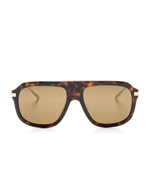 Gucci Natural Tortoiseshell-effect Pilot-frame Sunglasses for men