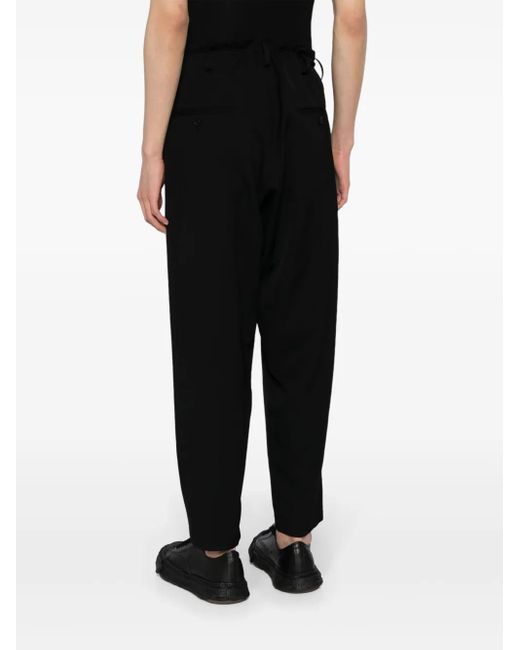 Yohji Yamamoto Black Tapered Wool Trousers for men