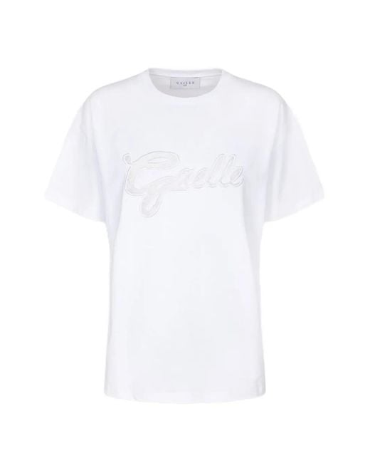 Gaelle Paris White Logo-Embroidered T-Shirt